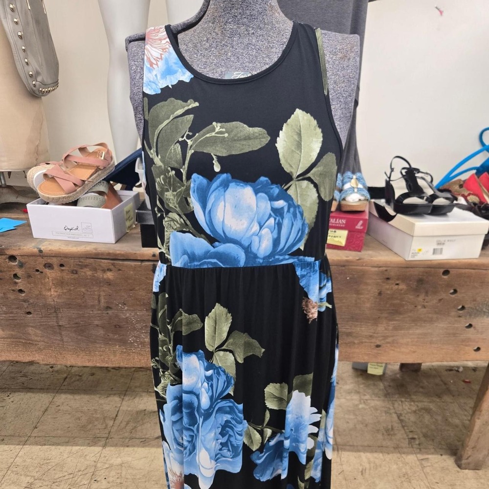 Woman's Egs Blue Floral Print Long Dress